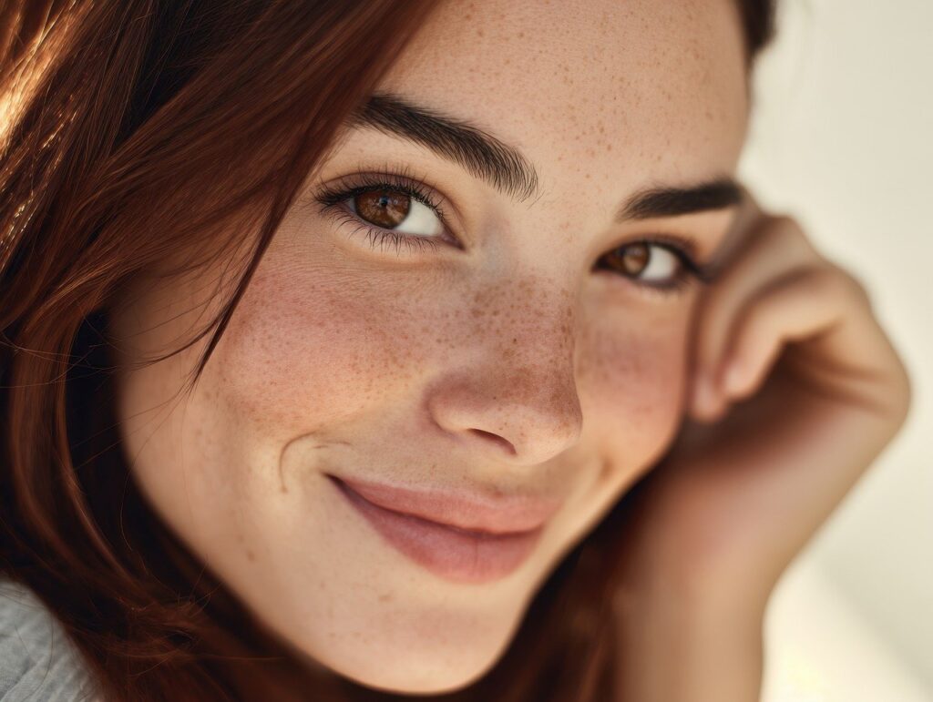 redhead, woman, freckles, person, model, portrait, skin, hair, young, beauty, ai generated